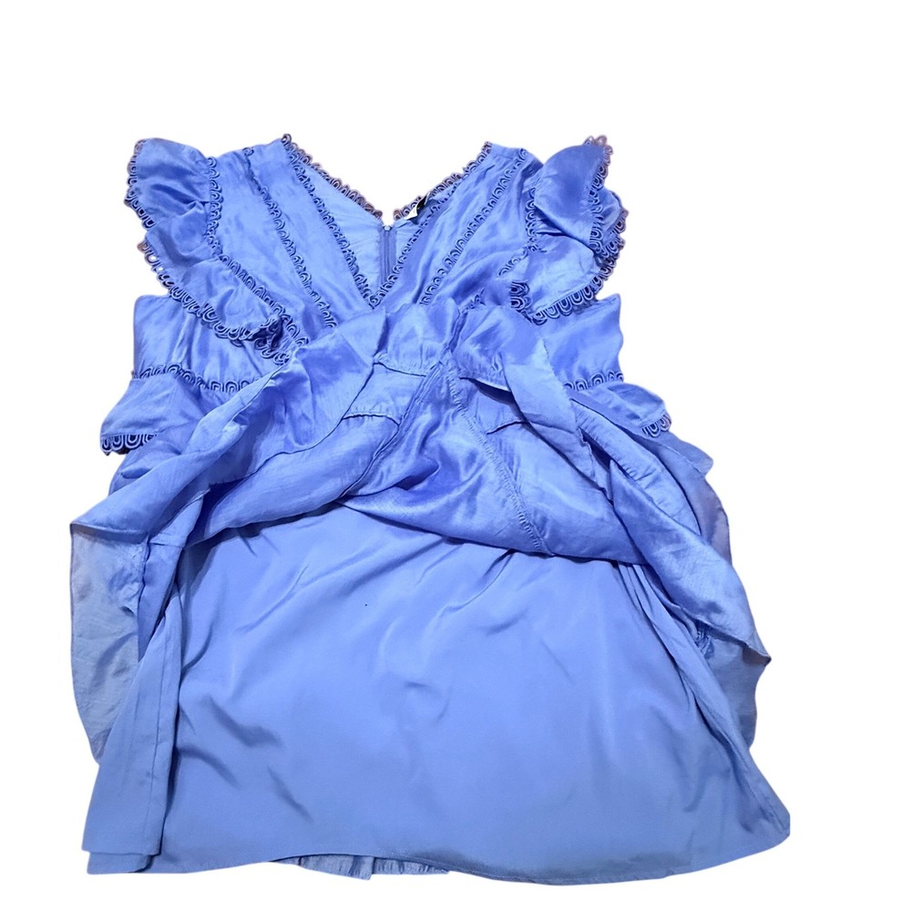 ASOS Design Blue Ruffle Ric Rac Trim Tiered Mini Dress Plus Size US 24 - Picture 5 of 11